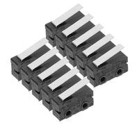 Cabilock 10pcs Micro Momentary Switch Spdt Short Straight Hinge Lever Black Silver Tone Plastic Metal Electrical Component