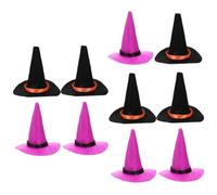 Cabilock 10pcs Mini Felt Witch Hats for Halloween Decor Decorative Doll House Hats Craft Props for Wine Bottle Parties Black Purple