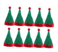 Cabilock 10pcs Mini Santa Hats Wine Bottle Covers Soft Lint Fabric Christmas Decorations for DIY Crafts Gifts Tableware Holiday Party Festive Ornaments