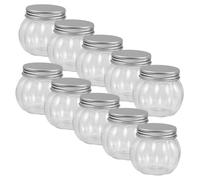 Cabilock 10pcs Pumpkin Shaped Plastic Juice Bottles Clear Reusable Drink Containers with Lids for Smoothies Milk Tea and Beverage Storage High Transparency Design for Halloween and Seasonal