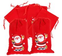 Cabilock 10pcs Red Cloth Christmas Drawstring Gift Bag for Storing Small Items and Pocket Watches, Classic Elegant Design with Strong Christmas Atmosphere, for ’s Holiday Presents