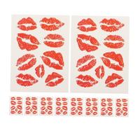 Cabilock 10pcs Red Lip Kiss Temporary Stickers Body and Face for Valentine's Day Halloween Party Decorations Cute Bold Statement Accessories