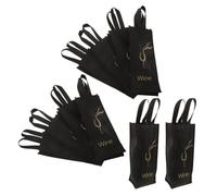 Cabilock 10pcs Reusable Non-woven Fabric Wine Bottle Bag with Handle and Reinforced Base, Space-saving Black Wine Carrier that Keeps Bottles Stable for Corporate Occasions and Festive
