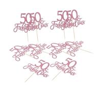 Cabilock 10pcs Rose Gold Fabulous Cake Toppers for Women Elegant Paper and Wood Decorations for Birthday Wedding Anniversary and Celebration Cakes Easy to Use Adhesive Assembly