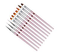 Cabilock 10pcs Rose Gold Nail Art Brushes Nail Liner Dotting Pens for Manicure Painting Crystal Design Tools Lightweight for Salon and Home Use