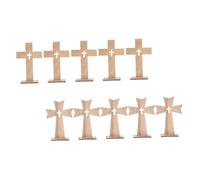 Cabilock 10pcs Rustic Wooden Cross Decor Spiritual Art Tabletop Standing Crucifix for Catholic Home Church Altar Prayer Centerpieces with Refined Craftsmanship and Timeless Aesthetic