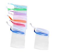 Cabilock 10pcs Shower Foaming Nets Soap Saver Pouch Mesh Bag for Handmade Soap Facial Body Cleansing with Drawstring Suitable for Bath and Travel Random Color
