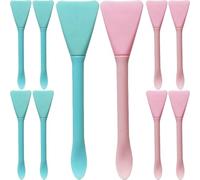 Cabilock 10pcs Silicone Facial Mask Brush Double-ended Mud Mask Applicator with Scoop Portable Skincare Tool for Women Home Use in Pink and Blue