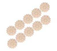 Cabilock 10pcs Solid Wood Carved Applique Flower Decals Unfinished Wood Corner Onlay for DIY Furniture Decoration Natural Material Elegant Design for Cabinets Doors and Home Furniture
