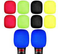 Cabilock 10pcs Thick Sponge Microphone Covers Windproof Mic Protectors for Ktv Home Use Elastic Microphone Accessories in Black Yellow Red Green Noise Reduction for Handheld Mics