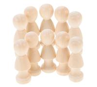 Cabilock 10Pcs Unfinished Wooden Peg Dolls Natural Plain Figures DIY Craft Small People for Painting and Creative Decoration Manual Painting Kit for Art Projects and Imaginative Play