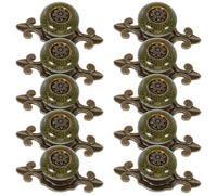Cabilock 10pcs Vintage Green Zinc Alloy Cabinet Knobs for Drawer Cupboard | Single-hole Fit, Easy DIY Replacement, Boho-chic Flower and Crystal Patterns for Makeover Projects