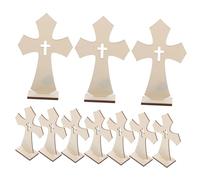 Cabilock 10pcs Wooden Cross Adornments Decorative Tabletop Cross Crafts for Church Wedding Baptism Party Home Retro Chic Compact