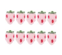 Cabilock 10pcs Wool Felt Strawberry Crafts DIY Adornments Lightweight Handmade Home Ornament Decorations for Christmas Year Party