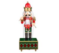 Cabilock 12 Inch Nutcracker Music Box, Wooden Drummer Nutcracker Soldier Figurines, Wind up Clockwork Christmas Musical Box Handmade Christmas Decorations for Home Decor Ornaments Table Centerpiece