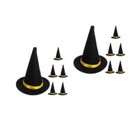 Cabilock 12 pcs Mini Felt Witch Hats Black Handmade Halloween Wine Bottle Decor DIY Crafts Hair Accessories Reusable Party Decorations for Cosplay