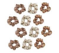 Cabilock 12 Pcs Scrunchie Hairband Set, Fabric Elastic Ponytail Tie Rings in Leopard Print with 4 Ivory, 4 Milk Tea, 4, Soft Hair Scrunchies for Women and Hair Accessories
