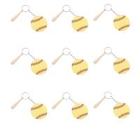 Cabilock 12 Sets DIY Baseball Keychains with Mini Wooden Bat, Acrylic and Wood Material, Good Texture, Creative Stylish Party Favors for Boys, for Bags and Sports Events