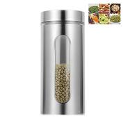 Cabilock 1200ml Stainless Steel Canisters with Window Tea Coffee Sugar Flour Canisters Food Storage Jar Container Kitchen Storage Box for Dry Food Snack Beans