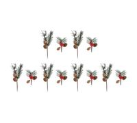 Cabilock 12Pcs Artificial Christmas Pine Branches with Lifelike Red and White Pine Cones and Berries Decorative Picks for Holiday Wreaths DIY Festive Home and Tree Ornaments