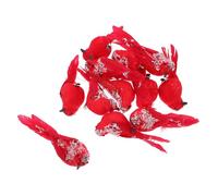 Cabilock 12pcs Artificial Red Birds with Metal Clip Christmas Tree Decorations Plumage Adornments for Wreaths Home and Garden Seasonal Decor