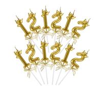 Cabilock 12pcs Birthday Number Candles for Cake and Bowknot Design Stable Flame Cake Decoration Easy to Insert Elegant Milestone Celebration Topper