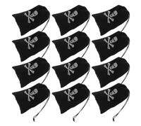 Cabilock 12pcs Black Polyester Drawstring Bag Halloween Coin Bag for Pirate Party and Birthday Party Small Candy Pouch with Easy Portability and Versatile Storage Sufficient Quantity