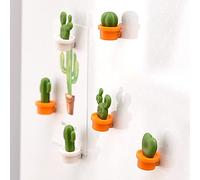 Cabilock 12pcs Cactus Refrigerator Creative Fridge for Decoration Orange Basins White Basins Cute Green Plant Design for