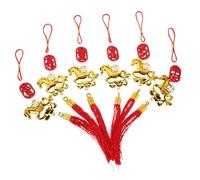 Cabilock 12pcs Chinese Zodiac Horse Pendants Wooden Hanging Ornaments for Lunar Year Spring Festival Bonsai Decor Symbols of Wealth Luck and Success for Home Office Wall