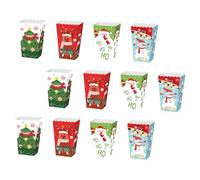 Cabilock 12pcs Christmas Boxes Festive Storage Candy Cases Popcorn Boxes for Christmas Party Container