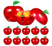 Cabilock 12Pcs Christmas Candy Boxes, Apple-Shaped Plastic Candy Container, Filled Plastic Bobbing Boxes Party Favor for Goody Treat Xmas Tree Decorations Red