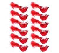 Cabilock 12pcs Christmas Red Birds Ornaments with Clips Realistic Plume Decorative Birds for Tree and Wreath Artificial Decorations for Home and Garden Seasonal Décor