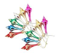 Cabilock 12pcs Christmas Tree Finial Drop Ornaments Colorful Shatterproof Baubles with Hanging Strings for Holiday Party Festive Home Decor Lightweight and Easy to Hang