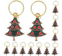 Cabilock 12Pcs Christmas Wine Charms Glass Cup Markers Decorative Alloy Pendants with Festive Tree Design for Xmas Party Drink Identification and Reusable Cleaning