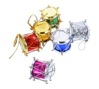 Cabilock 12Pcs Colorful Glitter Mini Drum Christmas Tree Hanging Ornaments Festive Pendant Decorations for Weddings Parties and Holiday Decor