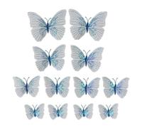 Cabilock 12pcs Creative 3d Butterfly Refrigerator Magnets Pvc Magnetic Sticker with Easy-to-clean Surface and Bright Blue Colour, for Whiteboard and Photography Background Decoration