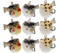 Cabilock 12Pcs Cute Puffer Fish Charms for Jewelry Making Bulk DIY Crafts Multi-style Resin Pendants for Bracelets Necklaces Keychains and Accessories