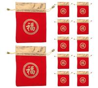 Cabilock 12pcs Fu Character Storage Bags Chinese Drawstring Candy Bags Reusable Chinese Style Drawstring for Wealth and Health for Home and Party Use Style