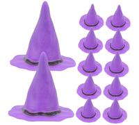 Cabilock 12pcs Halloween Mini Witch Hats Wine Bottle Decor Party Toppers Small Purple Witch Caps for DIY Crafts and Festive Halloween Celebration