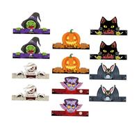 Cabilock 12pcs Halloween Paper Headbands Spooky Witch Pumpkin Ghost Bat Cat Crowns Lightweight Party Hats for Adults Birthday Decorations