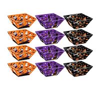 Cabilock 12Pcs Halloween Themed Snack Boxes, Pumpkin Spider Design Popcorn Cookies Treats Tray, Cardboard Food Containers for Party Favors Decorations