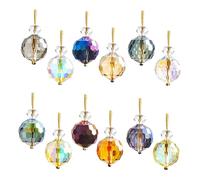 Cabilock 12pcs Mini Colorful Crystal Glass Prism Balls Christmas Tree Ornaments Multicolored Hanging Decorations for Home Wedding Festive Holiday