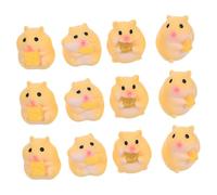 Cabilock 12pcs Mini Resin Hamster Figurines Cute Tiny Animal Sculptures for Fairy Garden Home Decoration Cake Toppers Small Playful Pets Collectibles