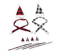 Cabilock 12pcs Mini Santa Hat and Scarf Set Christmas Decorations for Tableware Wine Bottles Candy Holders Reusable Lightweight Festive Ornaments for Xmas Party Wedding DIY Craft