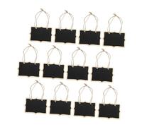 Cabilock 12pcs Mini Wooden Hanging Message Blackboard Two-Sided Reusable Chalk Boards with Smooth Surface for Party Labels School Signs and Home Organization