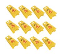 Cabilock 12pcs Miniature Wet Floor Warning Signs for Dollhouses Realistic Caution Slippery Floor Safety Portable Role Play Accessories to Enhance Creativity and Safety Awareness