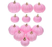 Cabilock 12pcs Realistic Foam Pumpkin Decorations in Pink, Lightweight and Resistant to Deformation, for Autumn and Thanksgiving Harvest Wedding Decor or Halloween Displays