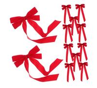 Cabilock 12pcs Red Velvet Ribbon Bows for Christmas Tree Wreath Garland Rustic Craft Decorations Indoor Outdoor Holiday Party Wedding Front Door Festive Decor