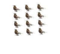 Cabilock 12pcs Simulated Small Sparrow Bird Figurines with Claw Clips for Garden Outdoor Decorations and Home Desktop Adornment Lifelike Artificial Birds for Office Living Random Color