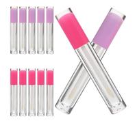 Cabilock 12pcs Transparent Lip Gloss Tubes with Rubber Seal Refillable Cosmetic Containers for DIY Lip Color Oil and Packing Travel-friendly with Rose Red Purple Tubes